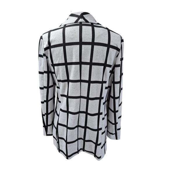 Bagatelle Collection Open Long Coatigan Gray/Black Windowpane Plaid Sz L - Picture 3 of 7